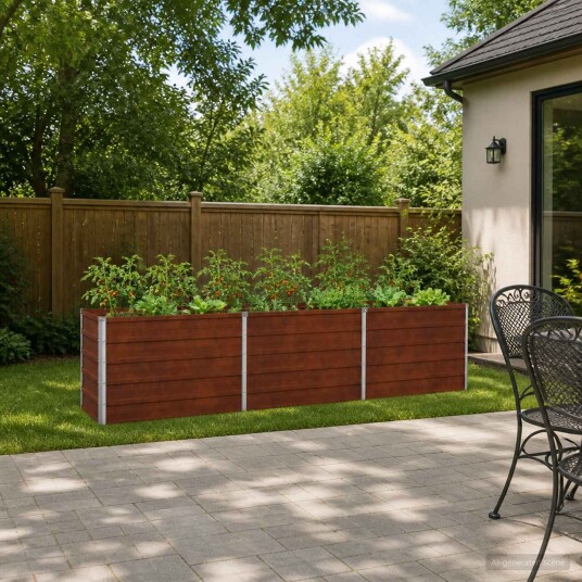 vidaXL Hevet Hagebed Rusten 240 x 40 x 55 cm papp