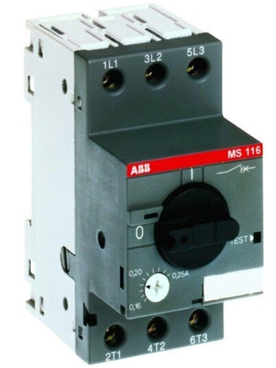ABB Ms116-0.63 manual motor starter trip class 10a 0.4 - 0.63a (4013614320279)
