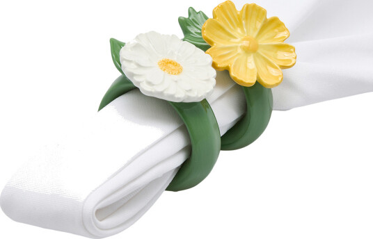 Serviettring blomst 7x7 cm 2 pk gul & hvit Serviettring blomst 7x7 cm 2 pk gul & hvit