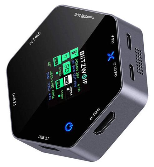 BlitzWolf BW TH16 USB C dokkingstasjon 8 i 1 100W LCD BlitzWolf BW TH16 USB C dokkingstasjon 8 i 1 100W LCD