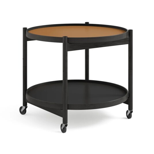 Brdr. Krüger Bølling Tray Table model 60 rullebord clay, sortlakkert eikestativ