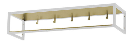 Scherlin Garderobehylle 11 hvitlakkert, messingbelegg