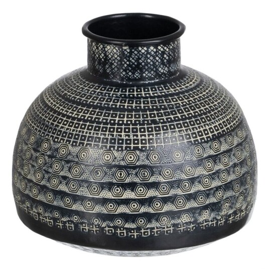 Bigbuy Home Vase 20,5 X 20,5 X 18 Cm Svart Aluminium
