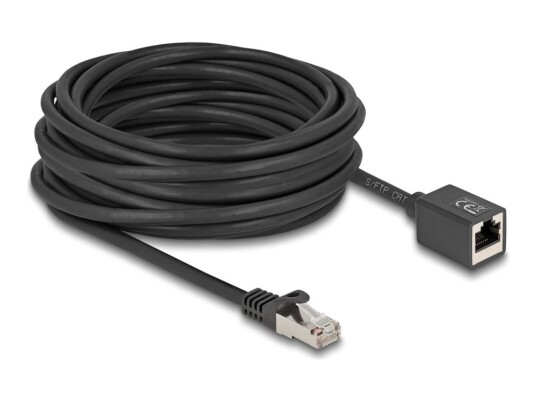 Delock Netzwerk Verlängerungskabel Rj45 Stecker Zu Rj45 Buchse Cat.6A S/Ftp 10 M Schwarz