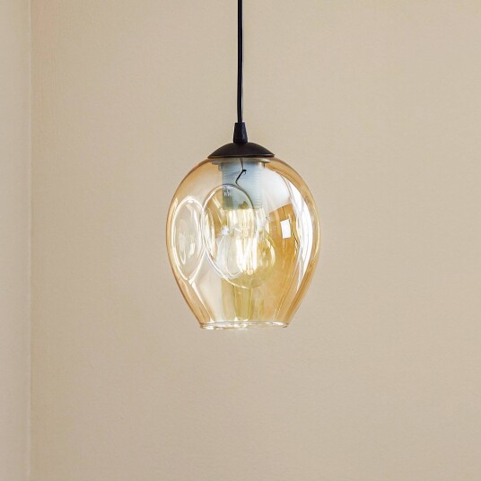 EMIBIG LIGHTING Starla pendellampe 1 lyskilde glass-skjerm rav EMIBIG LIGHTING Starla pendellampe 1 lyskilde glass-skjerm rav
