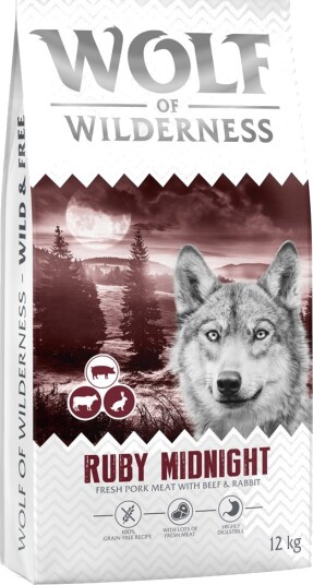 Wolf Of Wilderness Tørrfôr Ruby Midnight & Kanin Kornfri Ny Oppskrift Okse 12 kg