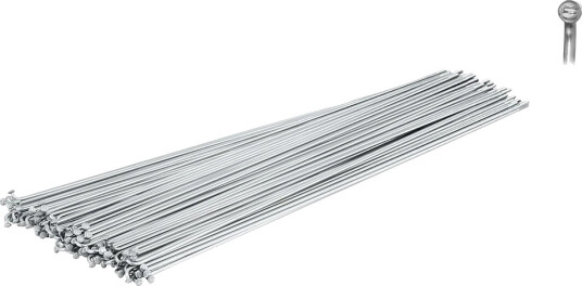 Force eiker i rustfritt stål sølv 2mm 10 stk. uten nipler
