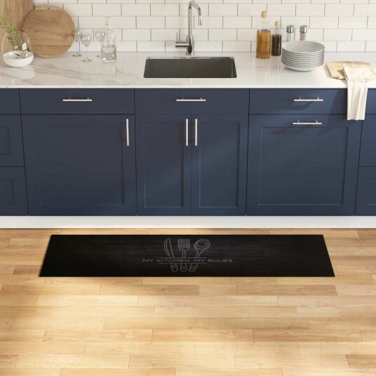 Kjøkken teppe Svart 150 x 45 cm Fløyel Kjøkken teppe Svart 150 x 45 cm Fløyel