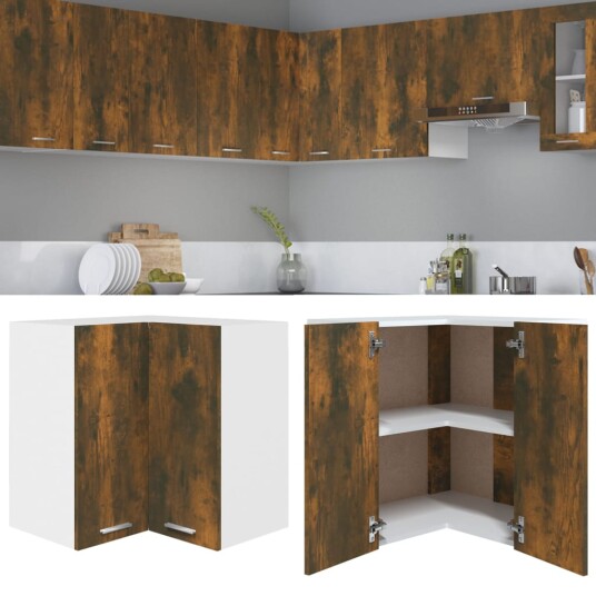 vidaXL Vegghengt hj?rneskap r?kt eik 57x57x60 cm konstruert tre vidaXL Vegghengt hj?rneskap r?kt eik 57x57x60 cm konstruert tre