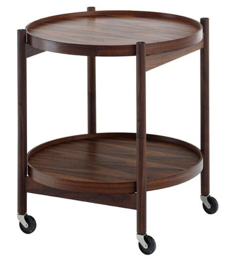 Brdr. Krüger Bølling Tray Table model 50 rullebord valnøttfinér, oljet valnøttstativ