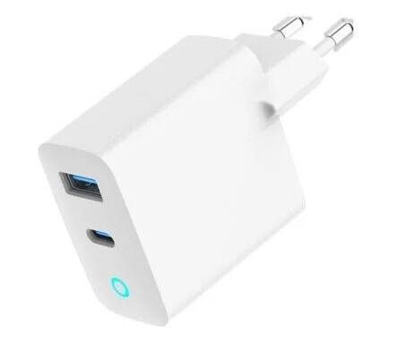 Gembird Universal GaN USB charger with LED QC 3.0 & PD 30W 2-port - White
