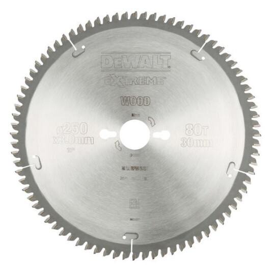 Dewalt DT4287 Sirkelsagblad 250 mm 80 Tenner for Tre