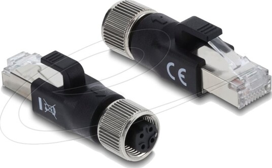 Delock Nettverksadapter 4 Pin M12 D Hunn Til Rj 45 Hann Cat 6 Uten Hindringer D Kodet Svart