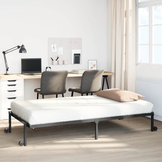 Sengeramme uten madrass sammenleggbar svart 75x190 cm stål Sengeramme uten madrass sammenleggbar svart 75x190 cm stål