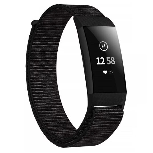 INF Klokkerem til Fitbit Charge 3/4 i svart nylon
