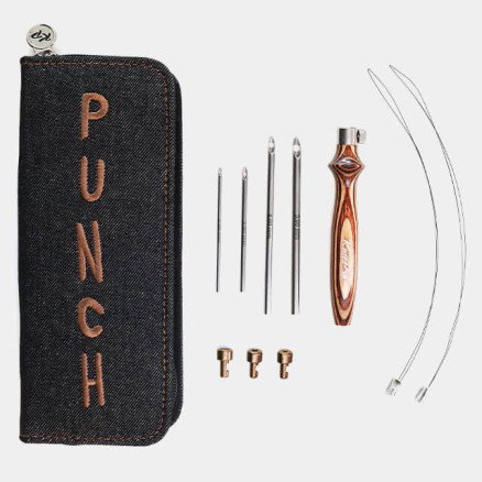 Knitpro Punch Needle Kit 2 5 mm 4 størrelser Jordfarget