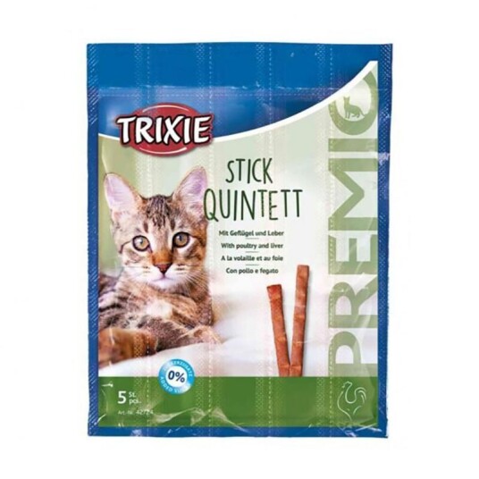 Trixie Premio Quintett-Sticks Kattesnacks med Fugl og Lever 5x5g Trixie Premio Quintett-Sticks Kattesnacks med Fugl og Lever 5x5g