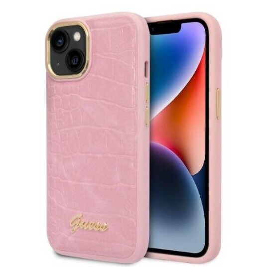Guess Case For Iphone 14 Plus 6,7&Amp Amp Quot  Guhcp14mhgcrhp Pink Hardcase Croco Collection