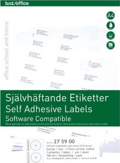 Kopi & Laseretiket Cd/Dvd 100 Pakke