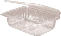 Plastbæger 750 Ml 188X143x52 Mm Firkantet Hængslet Låg Bionedbrydelig Pla Klar,8 Ps X 50 Stk/Krt