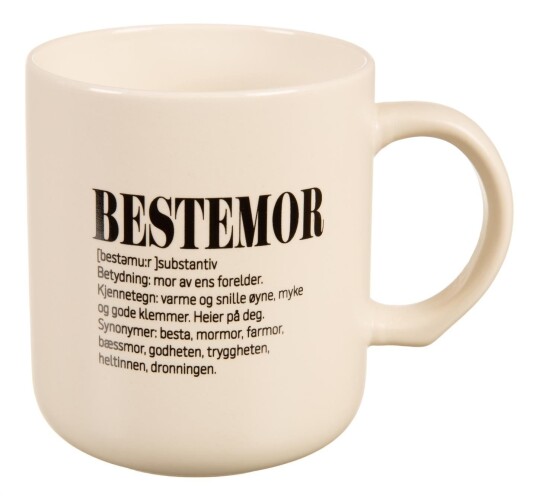 Krus definisjon på Bestemor hvit m/sort tekst