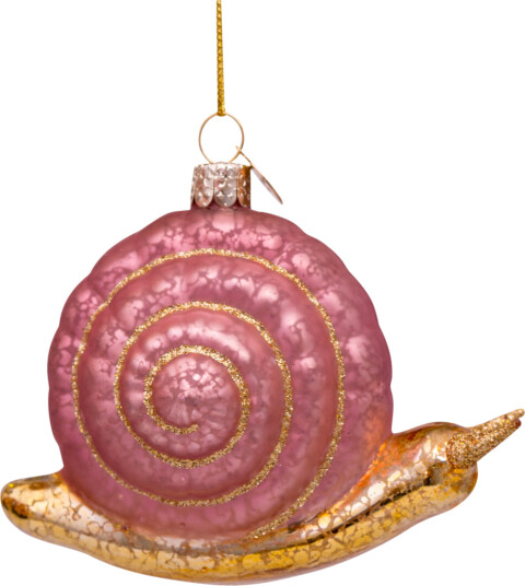 Vondels Glassornament snegle rosa og gull H12 cm