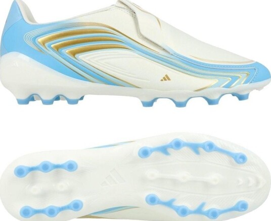 adidas F50 Messi League Laceless AG El Ultimo Tango   Off white/Blå/Icey Blue Barn   Kunstgress (AG) størrelse 28½