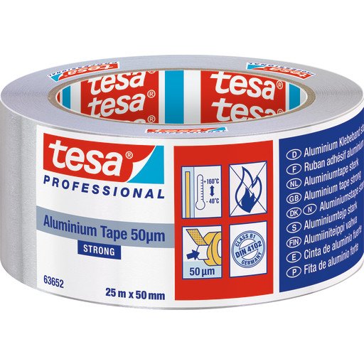tesa Aluminum Tape Strong 50mµ Liner 25m x 50mm tesa Aluminum Tape Strong 50mµ Liner 25m x 50mm