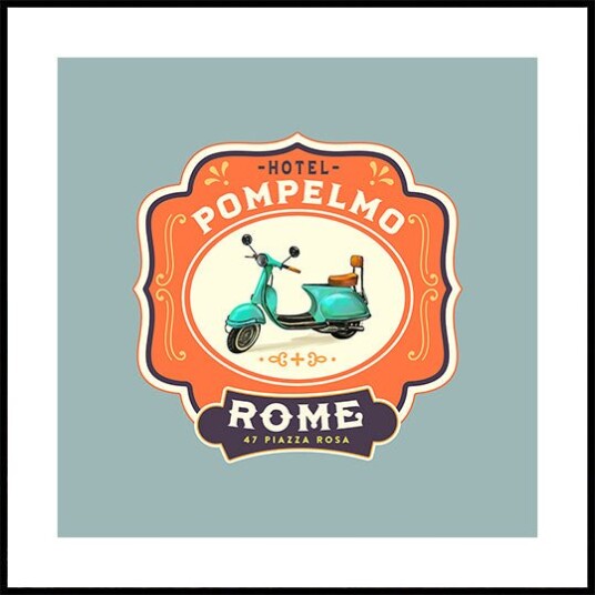 The Whiskey Ginger Hotel Pompelmo Rome Travel Plakat Plakat / 100x100cm 
