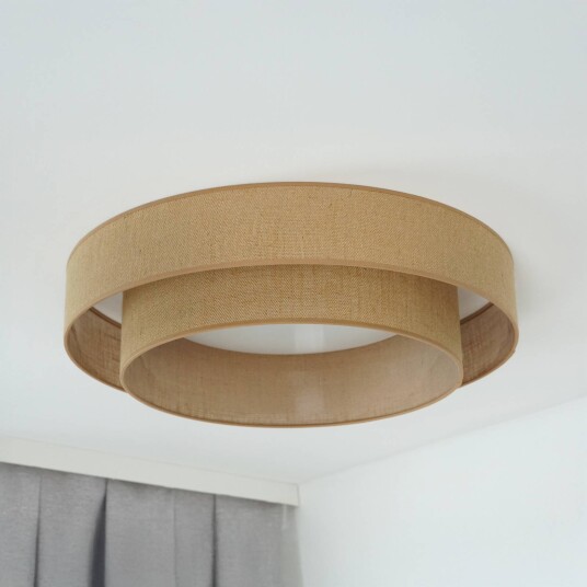 Duolla LED taklampe Luneta jute brun Ø 60 cm dimbar i 3 trinn