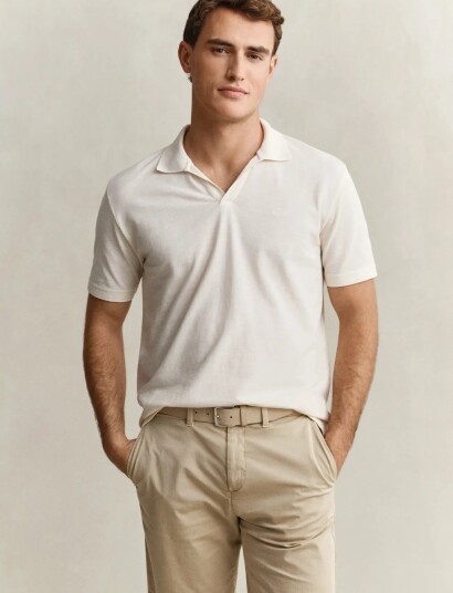 Gant Washed Slub Ss Polo Cream XL