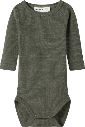 Name It Nbnwax Ull Rib Body Langermet Størrelse 68 i Khaki Grønn