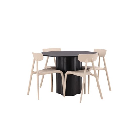 Venture Home Spisegruppe Venture Home Olivia Ø 110 cm med 4 Ursholmen Stoler GR23112