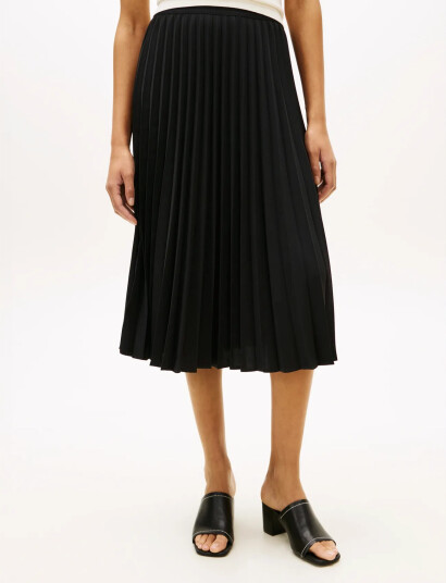 Tommy Hilfiger Fluid Pleated Pull On Midi Skirt Black 36 Tommy Hilfiger Fluid Pleated Pull On Midi Skirt Black 36