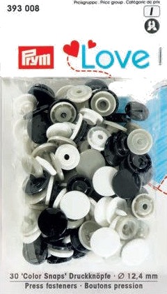 Prym Color Snaps Trykknapper Plast runde 12,4mm Ass. Nøytral 30 stk.