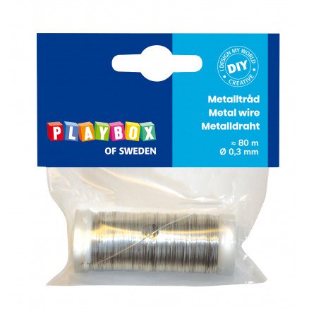 Playbox Metalltråd/Metallvaier Sølv 0,3mm 80m Playbox Metalltråd/Metallvaier Sølv 0,3mm 80m