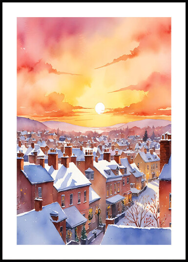 Snowy Christmas Morning Sunrise Plakat Plakat / 21x30cm