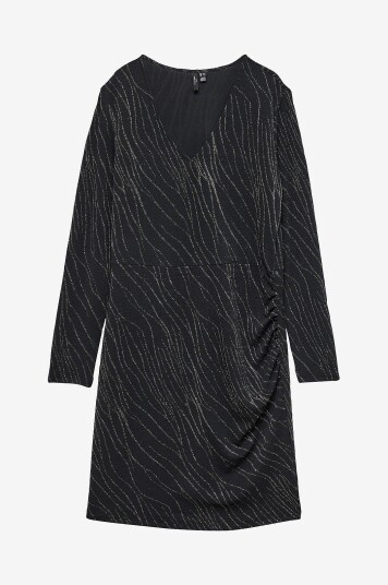 Vero Moda Curve Kjole vmcNita LS V neck Short Dress Jrs G Svart