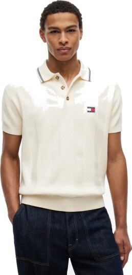 Tommy Jeans Tjm Reg Ss Badge Knit Polo Ext CreaM Tommy Jeans Tjm Reg Ss Badge Knit Polo Ext CreaM