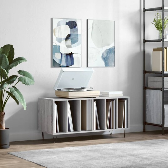  Hifi benk grå sonoma 100x38x48 cm konstruert tre