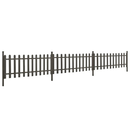 Stakittgjerde med stolper 3 stk WPC 614x80 cm Grå Stakittgjerde med stolper 3 stk WPC 614x80 cm Grå