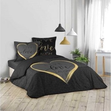 Douceur D`Interieur Sengetøy Douceur Crazy Love Black 200X200 Douceur D`Interieur Sengetøy Douceur Crazy Love Black 200X200