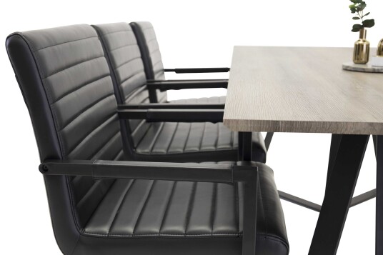 Venture Design Marina & Art spisegruppe Grå/svart 6 st stoler & bord 180 x 90 cm