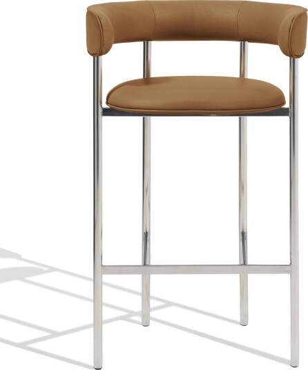 Møbel Copenhagen Font Barstol med Armlene 65 cm Dunes Cognac/Polert Stålunderstell