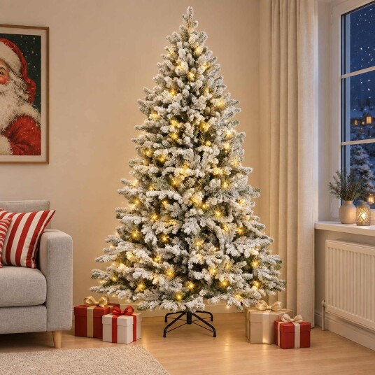 vidaXL Kunstig sammensatt juletre 210 cm 300 LED-lys Varmhvit