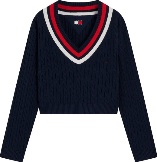 Tommy Jeans Tjw Cable Tipping Sweater Ext Navy M Tommy Jeans Tjw Cable Tipping Sweater Ext Navy M