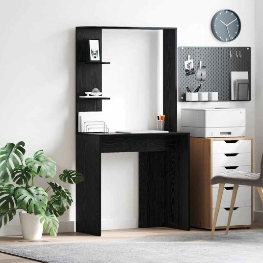  svart eik datamaskinbord Svart eik Massivt tre MDF Kompakt