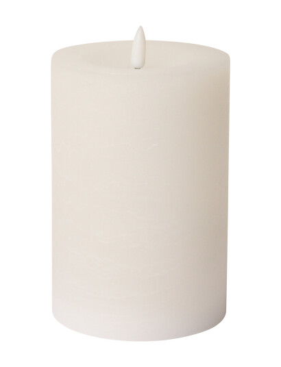 C"est Bon Rustic Finish Led Pillar Candle - White - H15CM