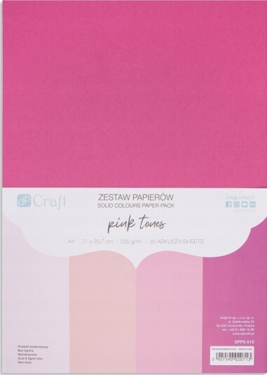 A4 Papirsæt 20 Ark Pinktoner 220 G