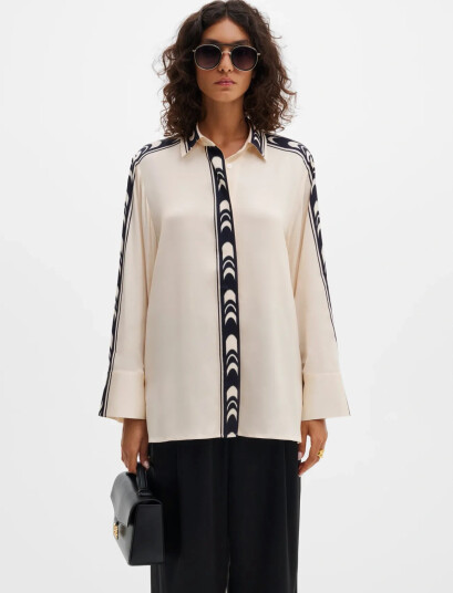 Malina Meya Wide Fit Printed Shirt - Cream - S Malina Meya Wide Fit Printed Shirt - Cream - S